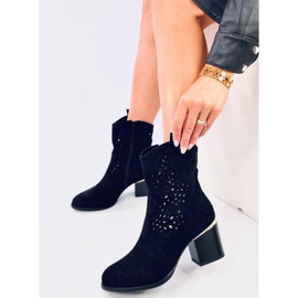 Santiags femme noires en daim ajouré le noir 5