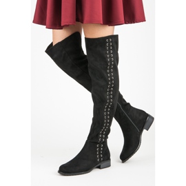 Ideal Shoes Bottes avec bordure décorative noir 2