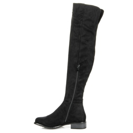 Ideal Shoes Bottes avec bordure décorative le noir 1 Ideal Shoes Bottes avec bordure décorative le noir 1