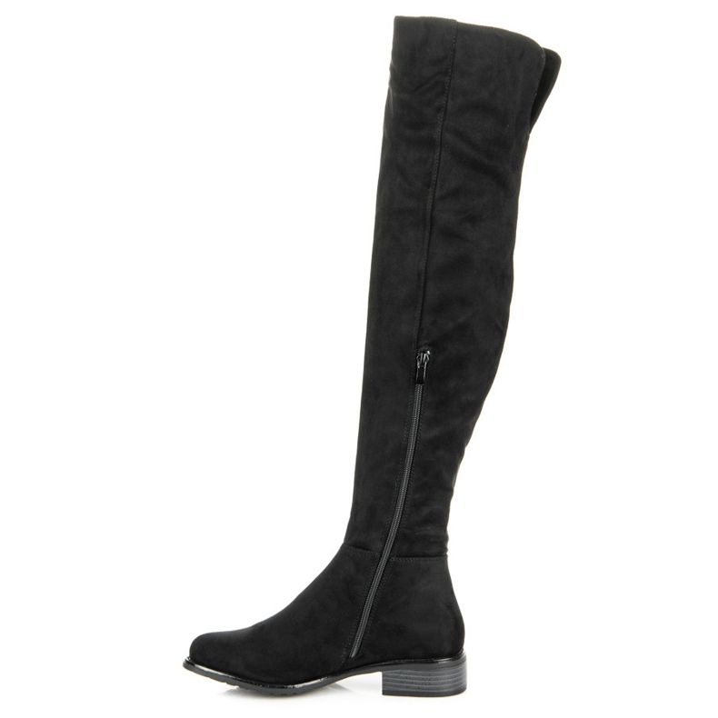Ideal Shoes Bottes avec bordure décorative le noir 1 Ideal Shoes Bottes avec bordure décorative le noir 1