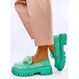 Mocassins plateforme verts avec pierres 2