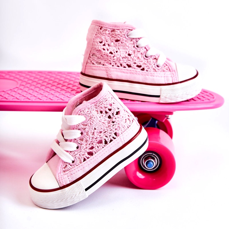 Sneakers roses hauts ouverts des filles 2