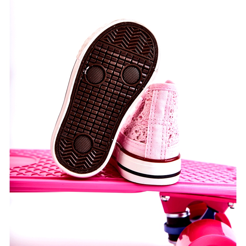 Sneakers roses hauts ouverts des filles 4