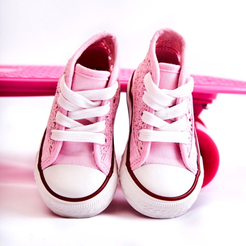 Sneakers roses hauts ouverts des filles 5