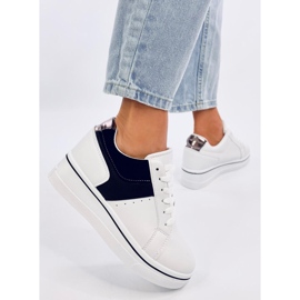 Baskets de sport à semelle compensée cachée pour femmes, noires blanche 3