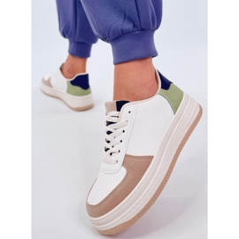 Baskets de sport femme blanc-kaki blanche 1