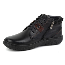 Chaussures d'hiver isolées en cuir pour hommes KAMPOL 108/15 noir 1