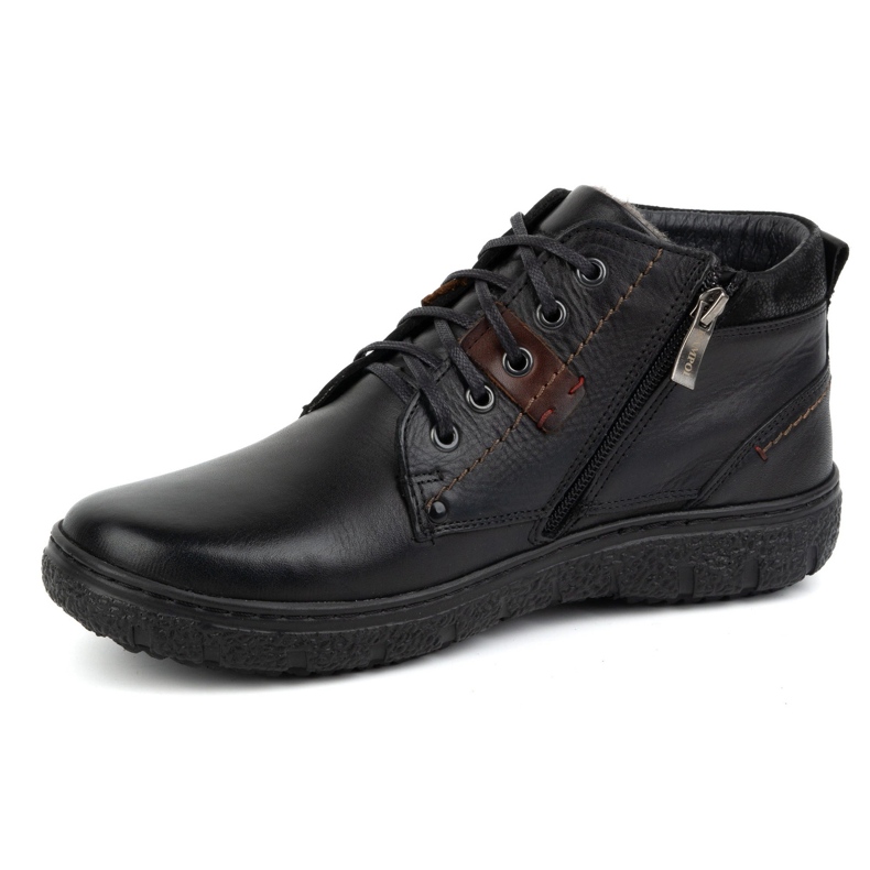 Chaussures d'hiver isolées en cuir pour hommes KAMPOL 108/15 noir 1