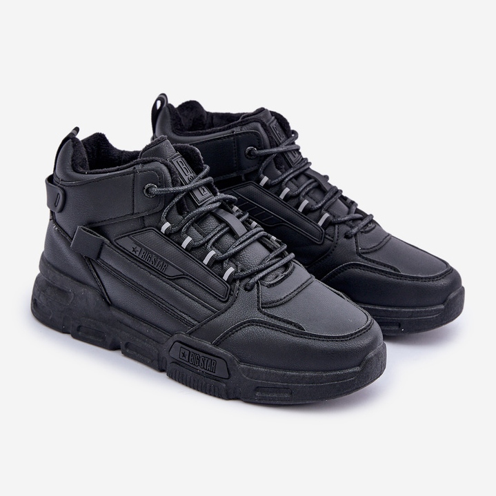 Baskets isolées pour hommes Big Star OO174587 HI-POLLY System MID Noir le noir 1