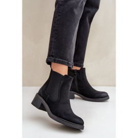 Bottines Chelsea chaudes à talon bas pour femmes, fermeture éclair, noir 1
