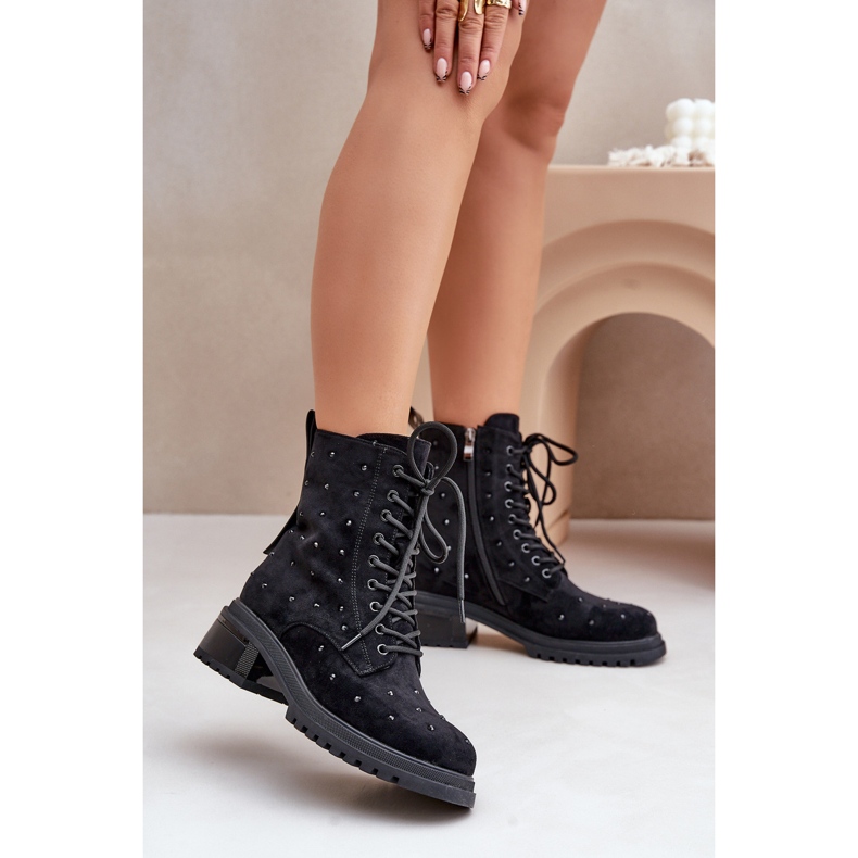 S.Barski Bottes de travail isolées décorées pour femmes D&amp;A MR880-017 Noir 2