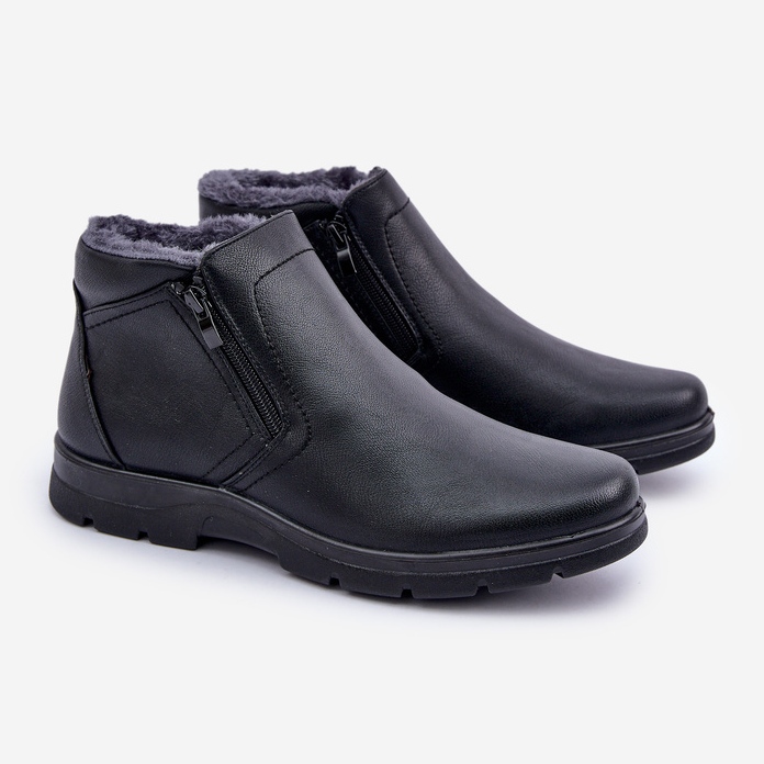 Bottines isolées pour hommes en cuir écologique, noir le noir 1
