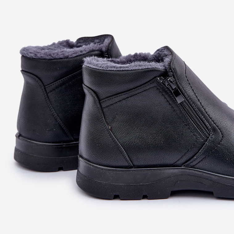 Bottines isolées pour hommes en cuir écologique, noir le noir 2