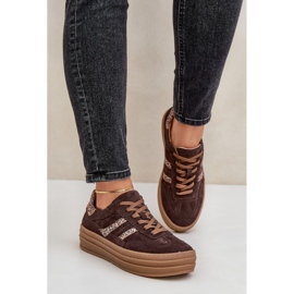 Zazoo N1176 Baskets en daim sur plateforme léopard, chocolat brun 4