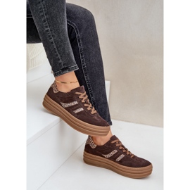 Zazoo N1176 Baskets en daim sur plateforme léopard, chocolat brun 7