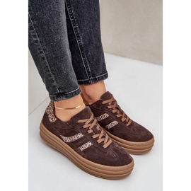 Zazoo N1176 Baskets en daim sur plateforme léopard, chocolat brun 10