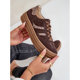 Zazoo N1176 Baskets en daim sur plateforme léopard, chocolat brun 2