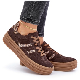 Zazoo N1176 Baskets en daim sur plateforme léopard, chocolat brun 11
