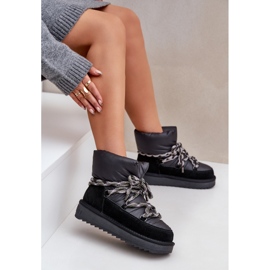 Bottes de neige en daim pour femmes avec laçage épais D.Franklin DFSH375003 Noir le noir 6