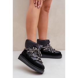 Bottes de neige en daim pour femmes avec laçage épais D.Franklin DFSH375003 Noir le noir 2