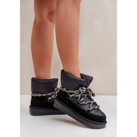Bottes de neige en daim pour femmes avec laçage épais D.Franklin DFSH375003 Noir le noir 3