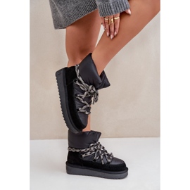 Bottes de neige en daim pour femmes avec laçage épais D.Franklin DFSH375003 Noir le noir 5