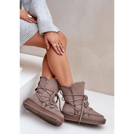 Bottes de neige pour femmes en daim naturel D.Franklin DFSH375004 beige foncé 1