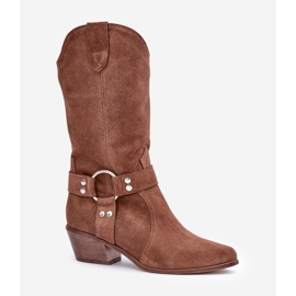 Zazoo 3669 Bottes de cowboy en daim pour femme Mi-mollet Marron brun 5