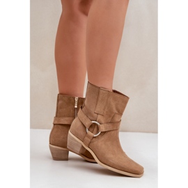 Bottes à Talons Hauts en Daim Naturel Zazoo 3444/2 Beige 4