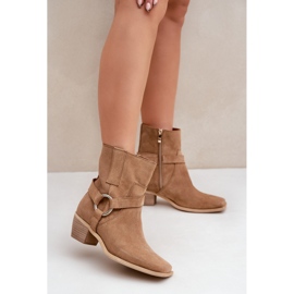 Bottes à Talons Hauts en Daim Naturel Zazoo 3444/2 Beige 3