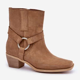 Bottes à Talons Hauts en Daim Naturel Zazoo 3444/2 Beige 5