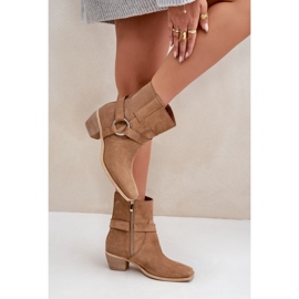 Bottes à Talons Hauts en Daim Naturel Zazoo 3444/2 Beige 6