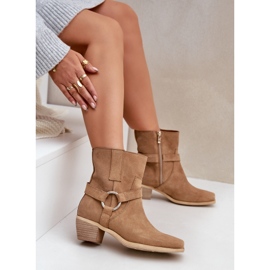 Bottes à Talons Hauts en Daim Naturel Zazoo 3444/2 Beige 8