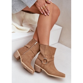 Bottes à Talons Hauts en Daim Naturel Zazoo 3444/2 Beige 9
