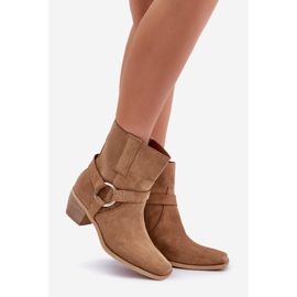 Bottes à Talons Hauts en Daim Naturel Zazoo 3444/2 Beige 1