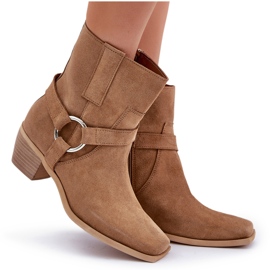 Bottes à Talons Hauts en Daim Naturel Zazoo 3444/2 Beige 11