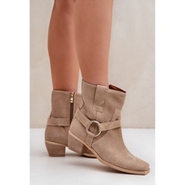 Bottes à Talons Hauts en Daim Naturel Zazoo 3444/2 Beige Clair 4