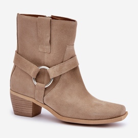 Bottes à Talons Hauts en Daim Naturel Zazoo 3444/2 Beige Clair 5
