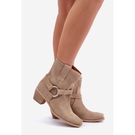 Bottes à Talons Hauts en Daim Naturel Zazoo 3444/2 Beige Clair 1