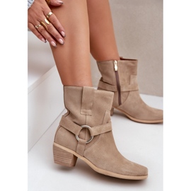Bottes à Talons Hauts en Daim Naturel Zazoo 3444/2 Beige Clair 2