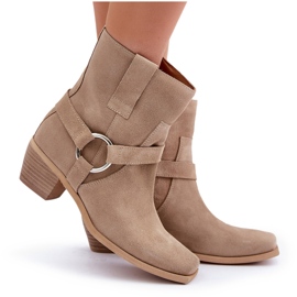 Bottes à Talons Hauts en Daim Naturel Zazoo 3444/2 Beige Clair 11