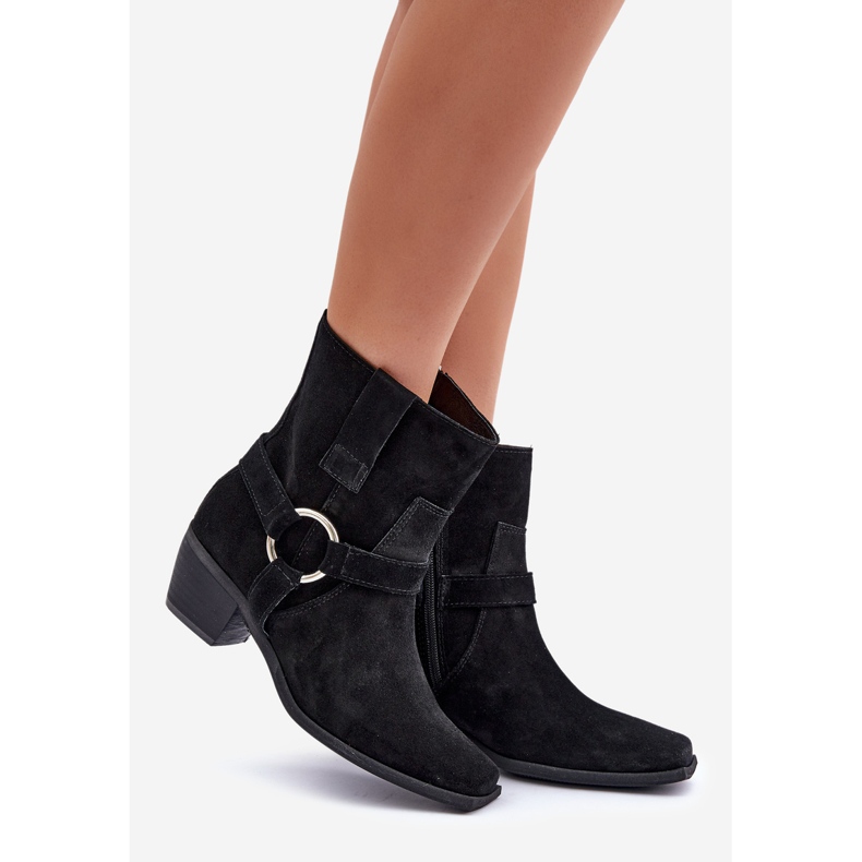 Bottes à Talons Hauts en Daim Naturel Zazoo 3444/2 Noir le noir 1