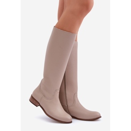 Zazoo 3616 Bottes zippées en cuir pour femme Beige clair 1 Zazoo 3616 Bottes zippées en cuir pour femme Beige clair 1