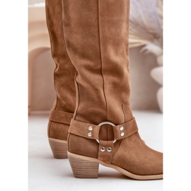 Bottes En Daim À Talons Bas Au Dessus Du Genou Zazoo 3444/O Camel brun 8