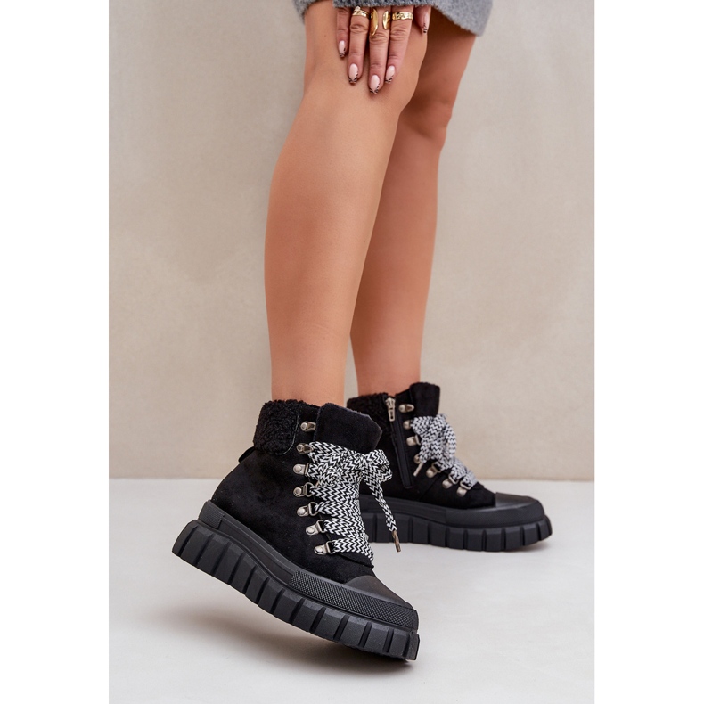 Bottines Trapper isolées sur plateforme pour femmes, noir le noir 2