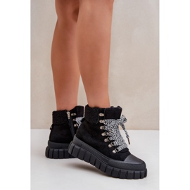 Bottines Trapper isolées sur plateforme pour femmes, noir le noir 3