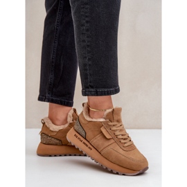 Baskets Femme En Daim Avec Fourrure Et Élément Brillant Big Star OO274578 Hi-Poly System Camel brun 6