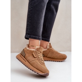 Baskets Femme En Daim Avec Fourrure Et Élément Brillant Big Star OO274578 Hi-Poly System Camel brun 3