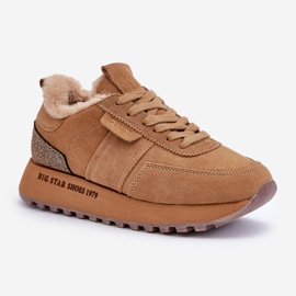 Baskets Femme En Daim Avec Fourrure Et Élément Brillant Big Star OO274578 Hi-Poly System Camel brun 5