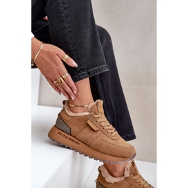 Baskets Femme En Daim Avec Fourrure Et Élément Brillant Big Star OO274578 Hi-Poly System Camel brun 9